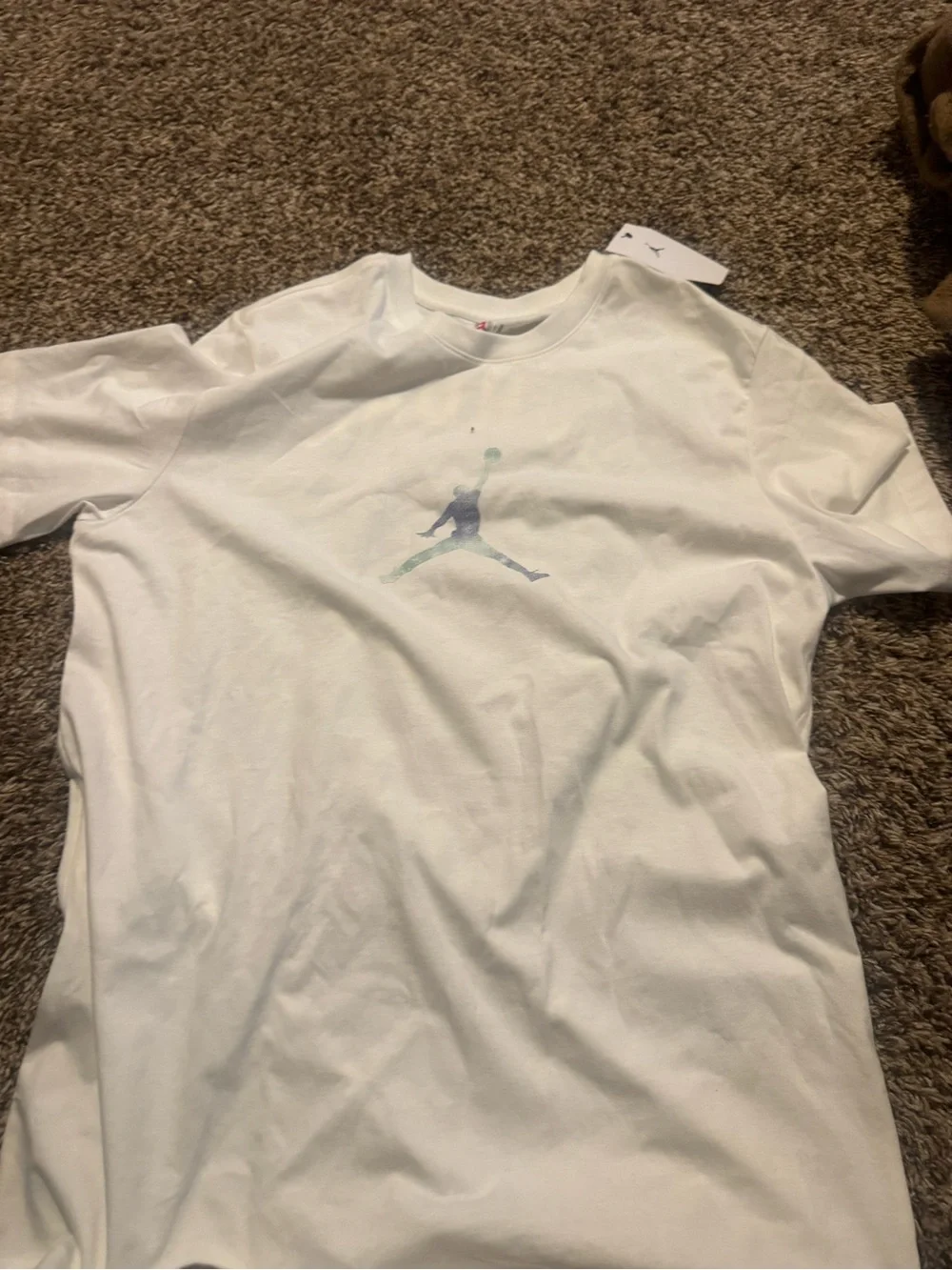 Jordan Men’s White Tee with Purple and Light Blue '23' Back Graphic